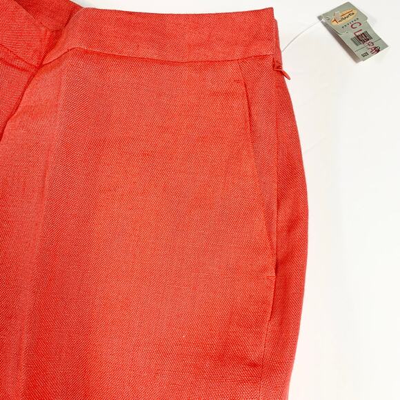 Talbots Pants Womens 6P Coral 100% Irish Linen Lined Side Zip Creased Front Corp - Picture 8 of 15